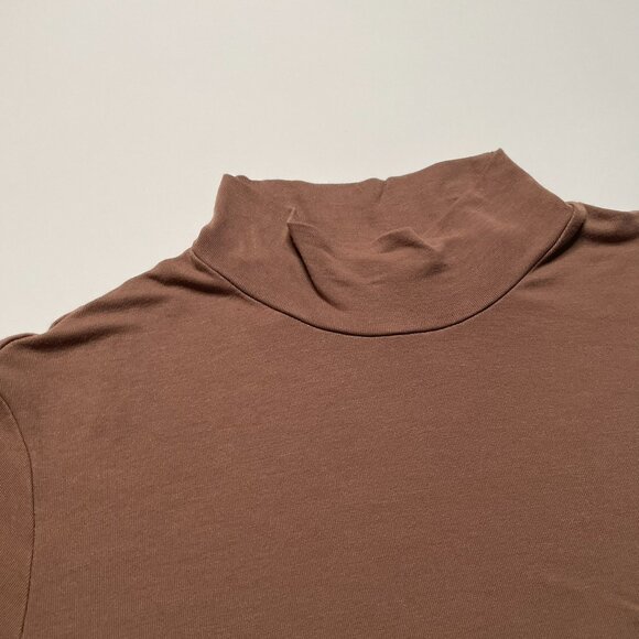 Curvy Size 2X! Cocoa Brown Turtleneck Top | Sleek Layering for Fall Capsules - Picture 4 of 10